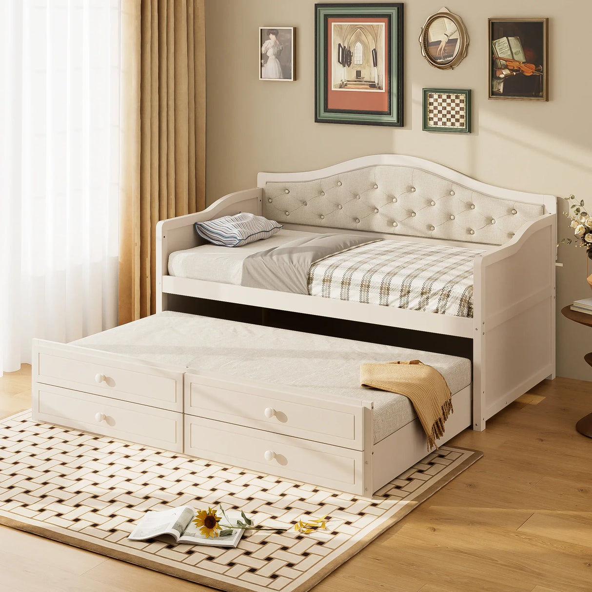 Twin Daybed With Pull-Out Trundle And Storage Drawers - Omega Lifestyles