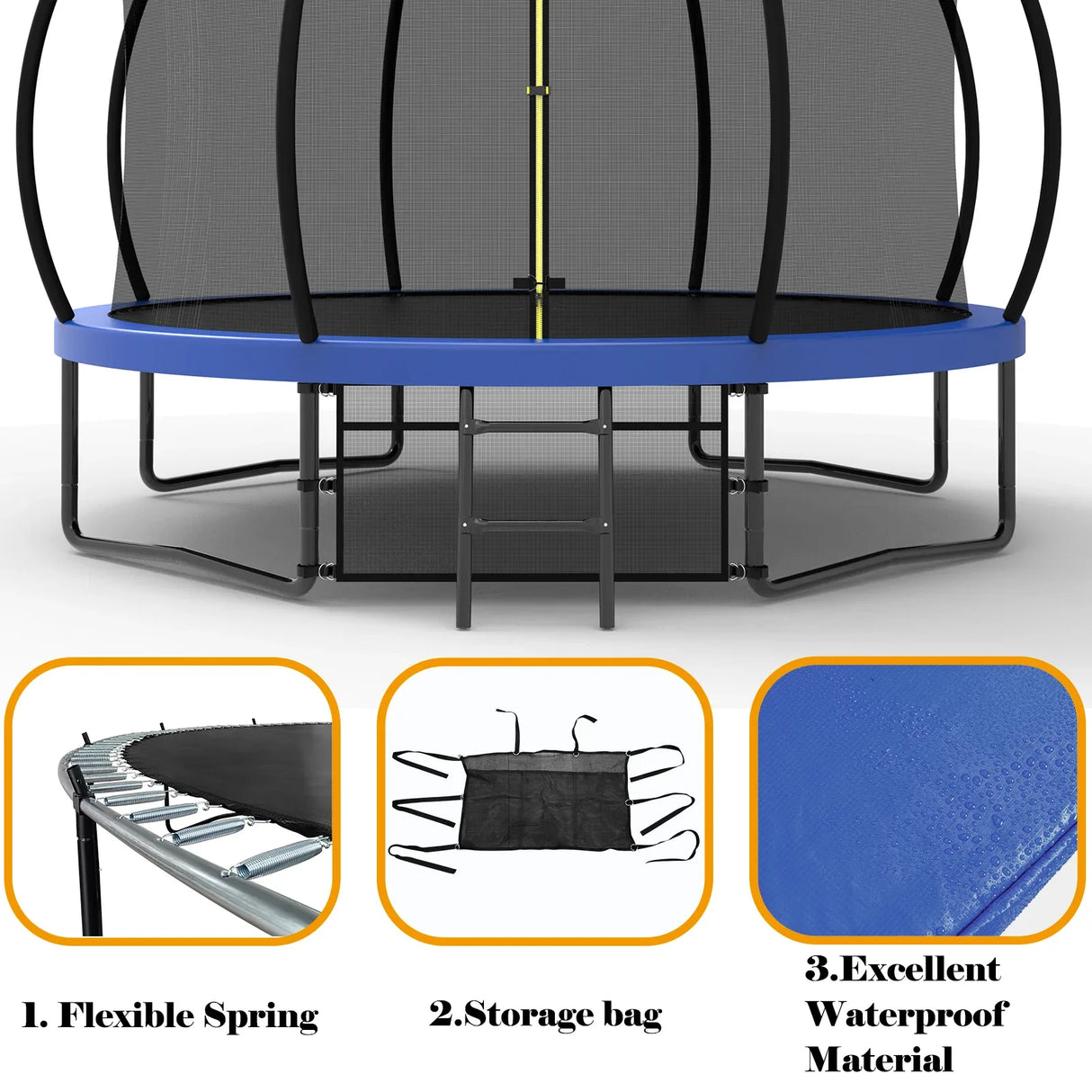 12-Foot Pumpkin Style Kids Trampoline With Safety Net - Omega Lifestyles