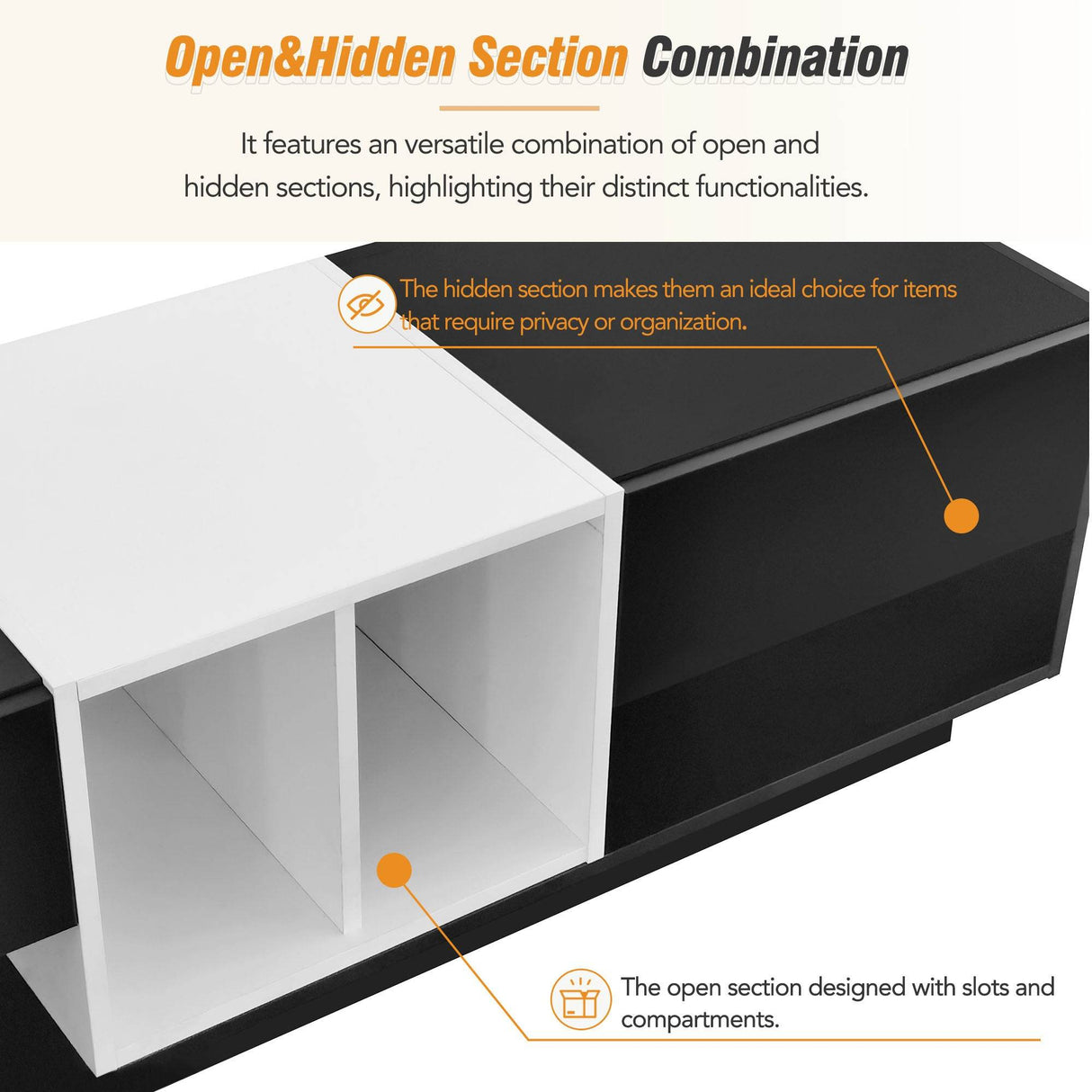 Sleek Two-Tone Black Particle Board TV Stand - Sleep Galleria