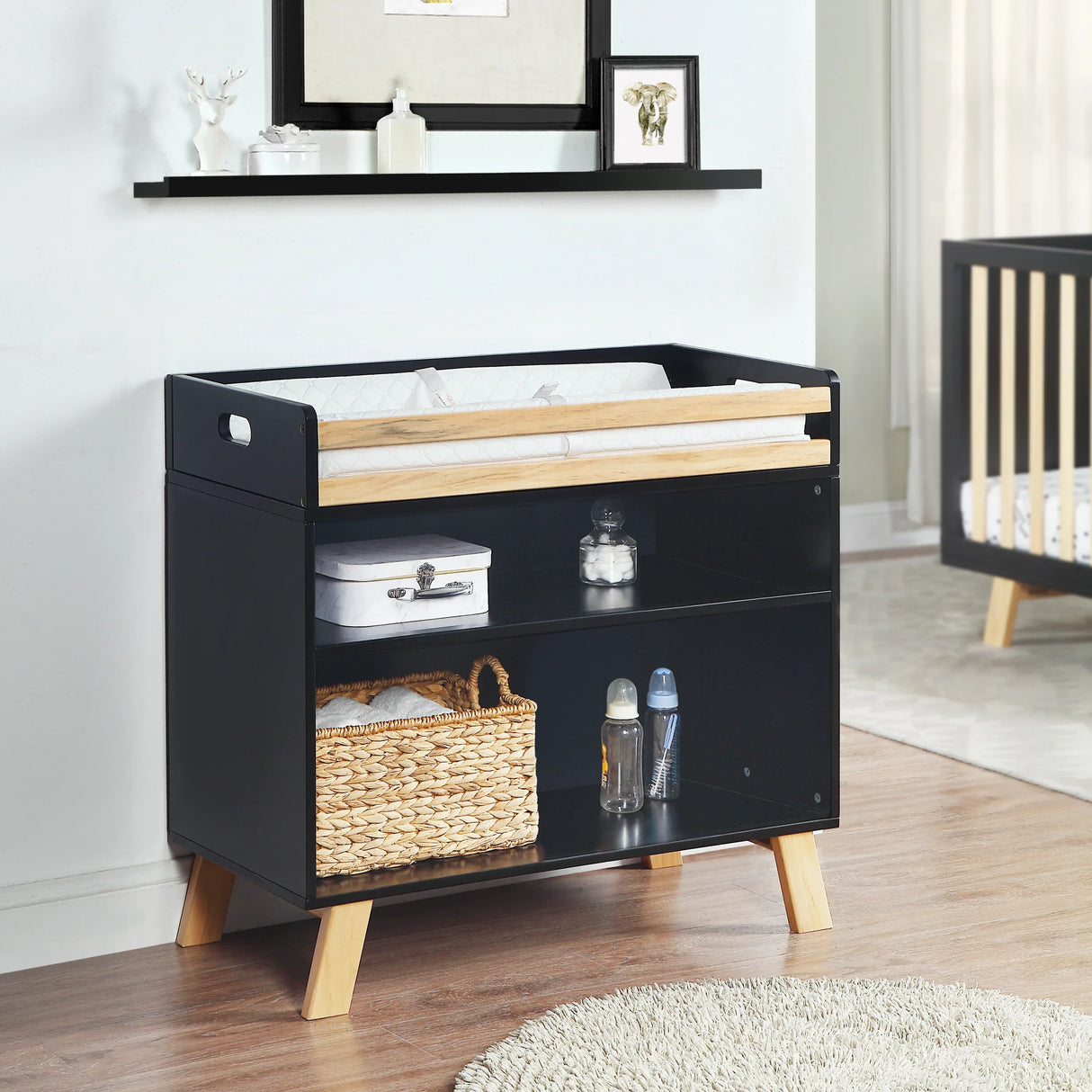 Solid Wood Multi Purpose Black Changing Table - Omega Lifestyles