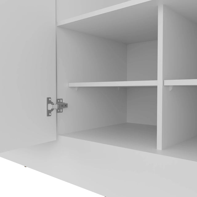 White Engineered Wood 4-Door Wardrobe Armoire - Omega Lifestyles