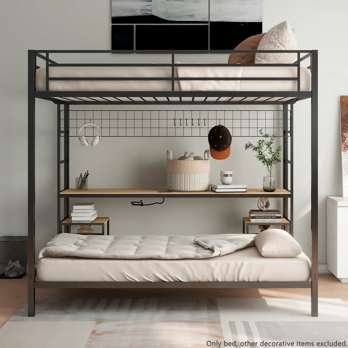 Full Over Twin Metal Bunk Bed With Desk Charging Station - Omega Lifestyles