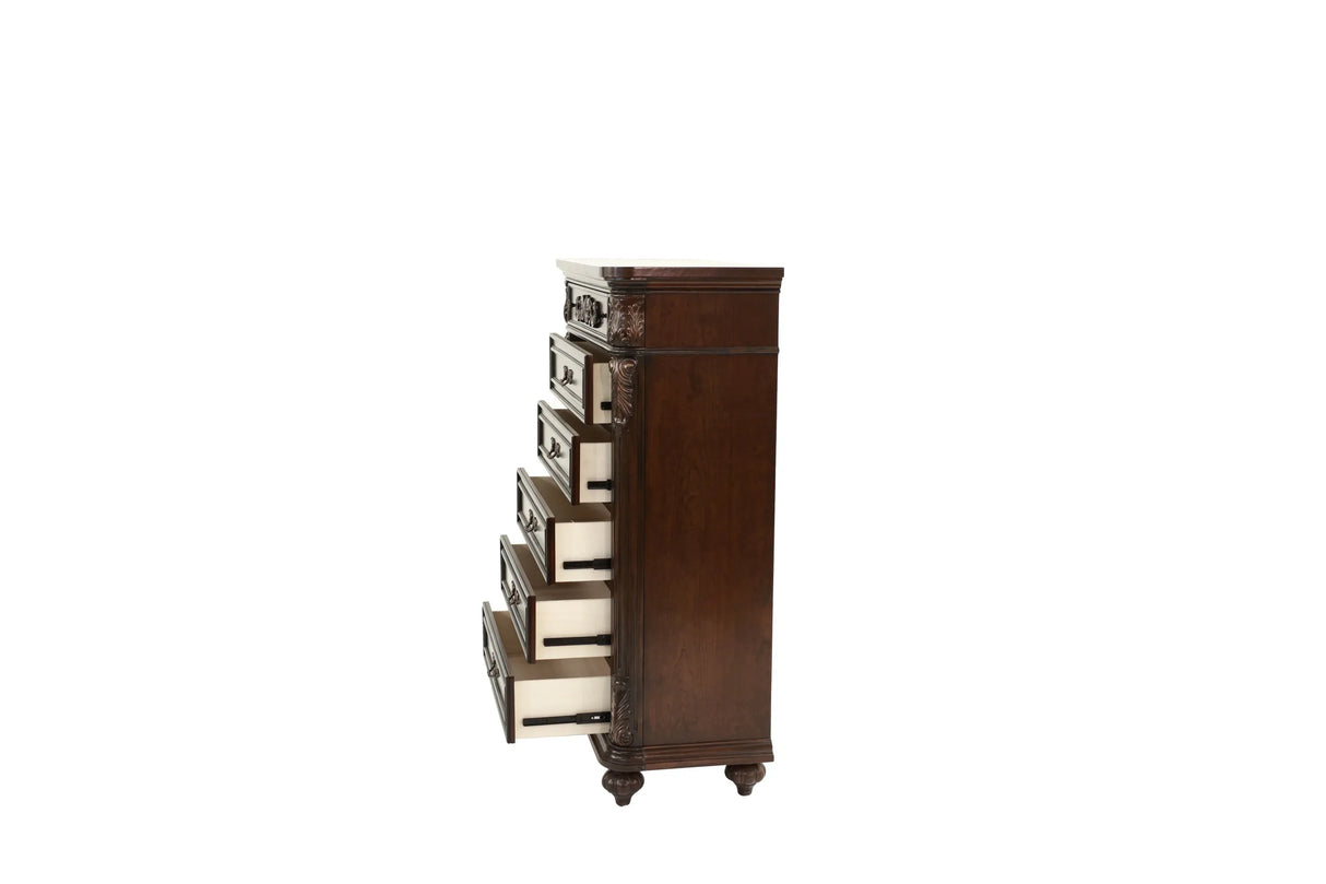 Traditional Antique Cherry Walnut Chest Of Drawers Furniture - Omega Lifestyles