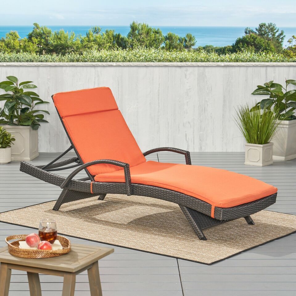 Pair Of Water-Resistant Outdoor Chaise Lounge Cushions