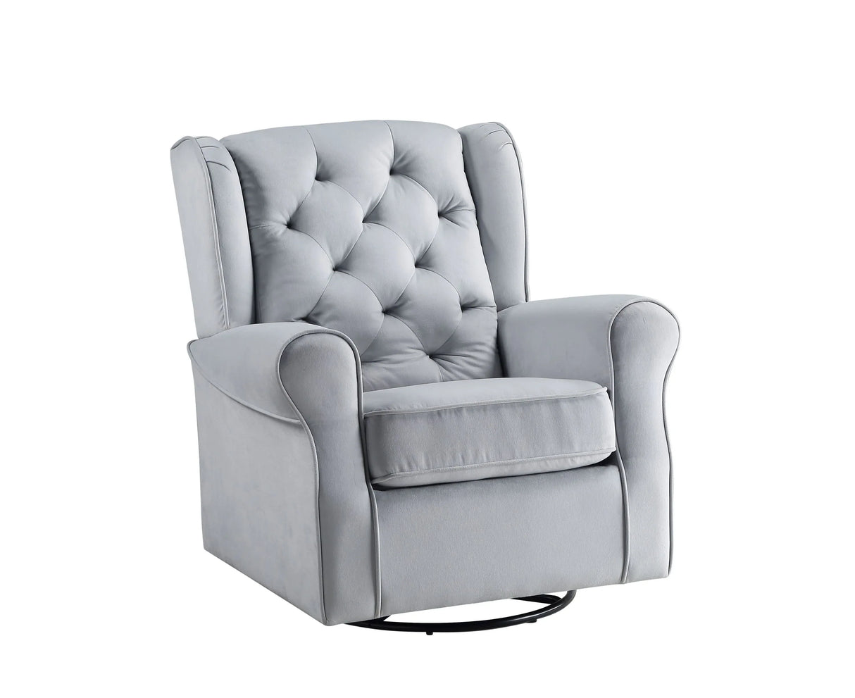 Gray Fabric Foam Padded Swivel Glider Chair - Omega Lifestyles