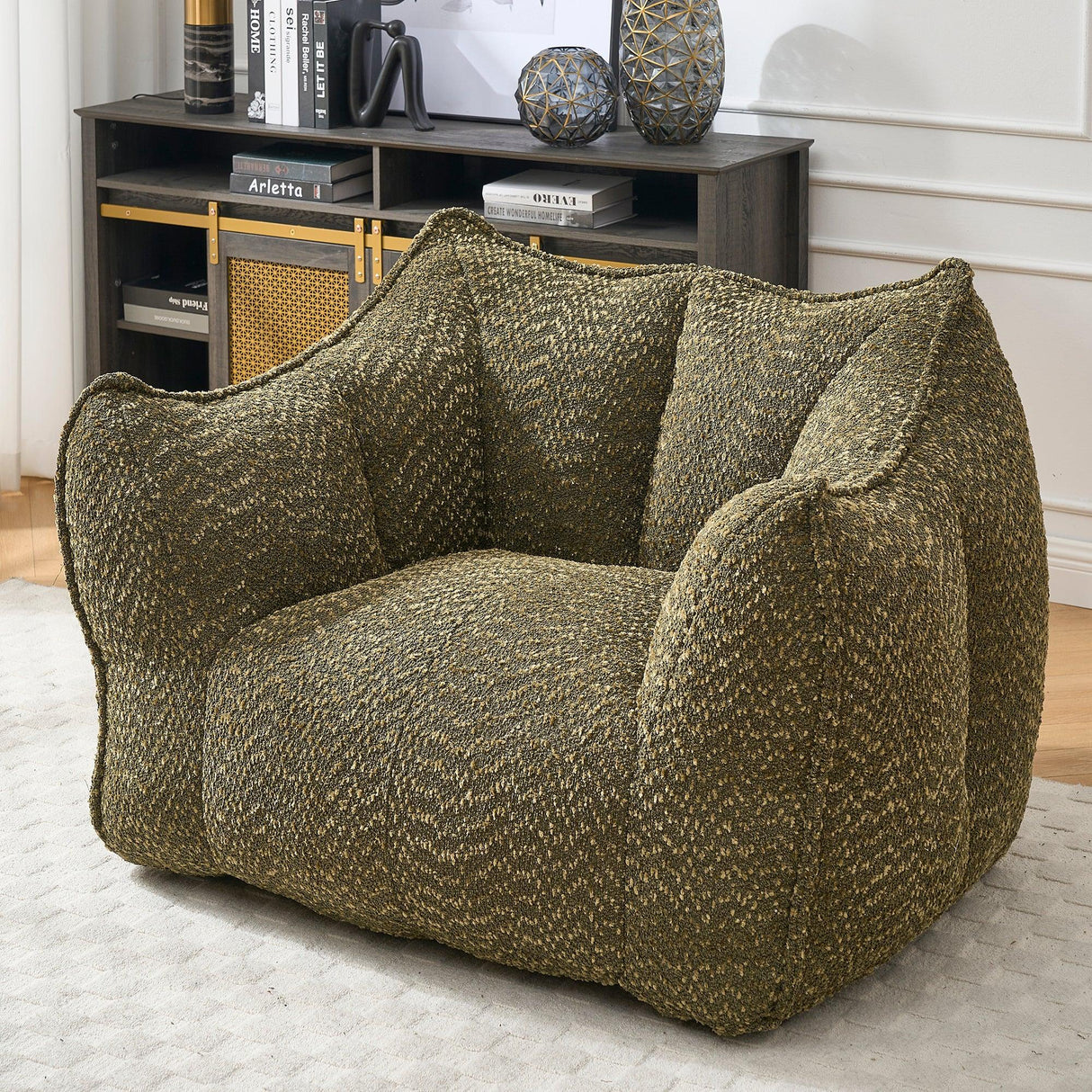 Chenille Bean Bag Chair With Resilient Foam - Omega Lifestyles