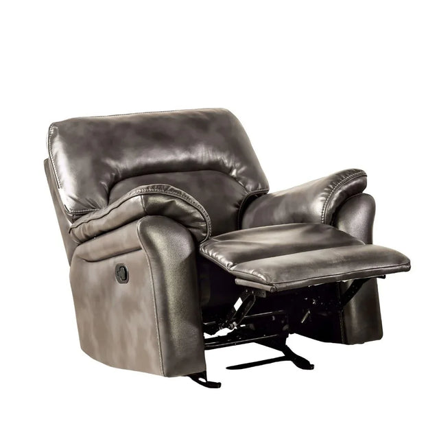 Transitional Dark Gray Leatherette Standalone Glider Recliner Chair - Omega Lifestyles