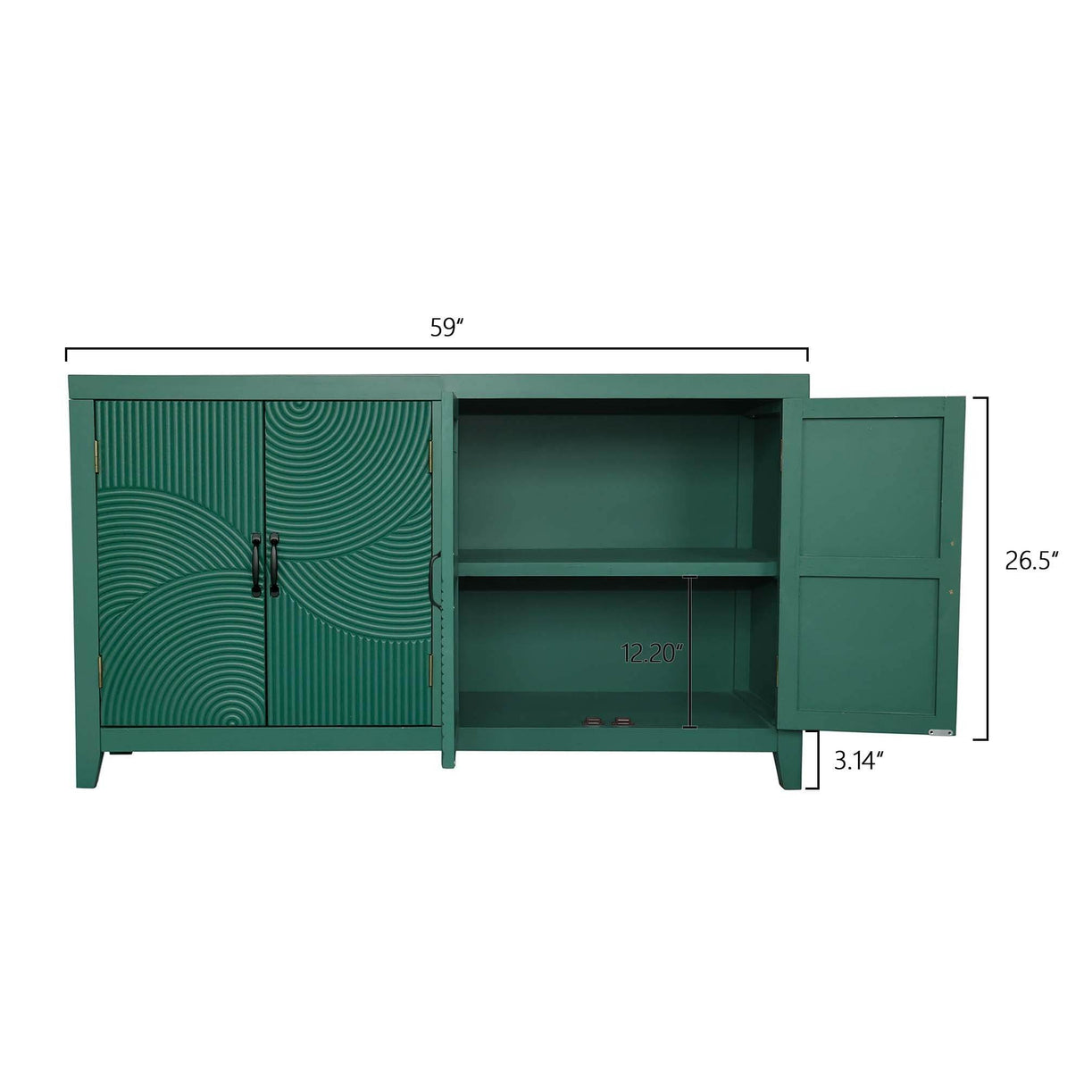 Vintage Green Accent MDF Cabinet With 4 Doors - Sleep Galleria
