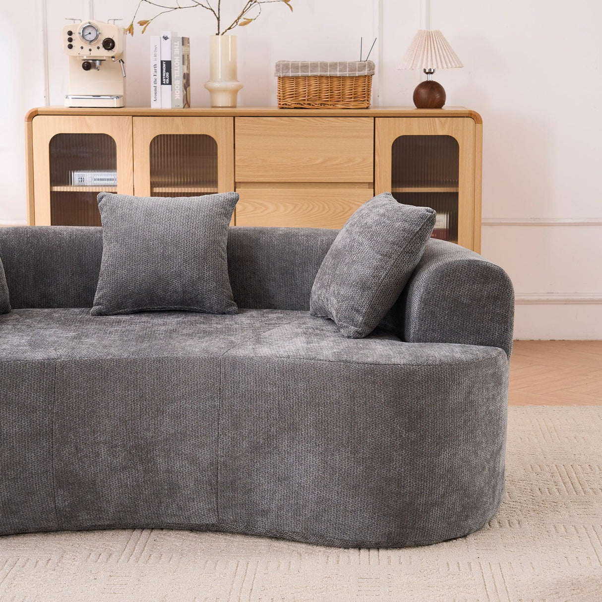 Gray Crescent Modular Foam Spring Three-Seater Sofa - Omega Lifestyles