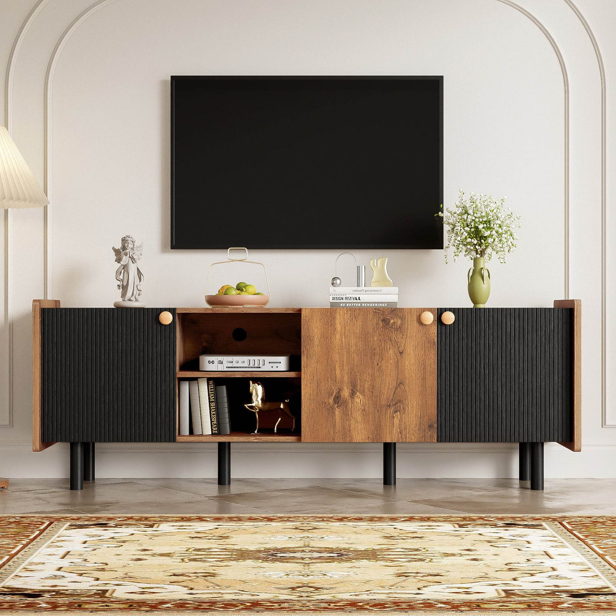 Mid Century Modern TV Stand With Storage Cabinets - Sleep Galleria