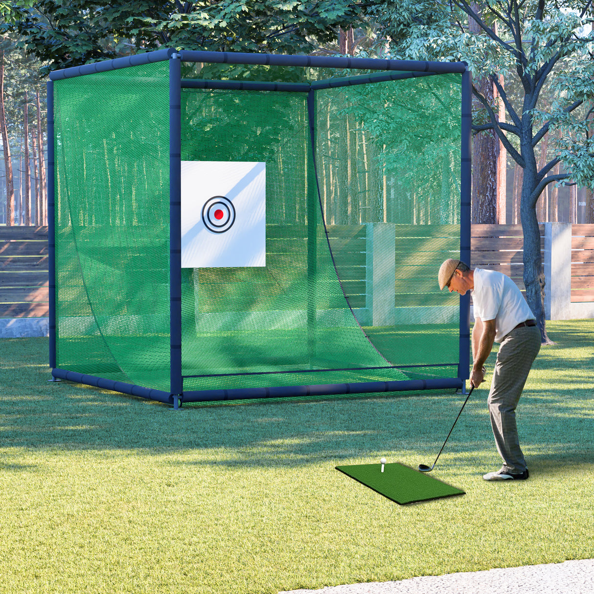 Golf Practice Net Cage 10x10x10FT Metal Frame Kit