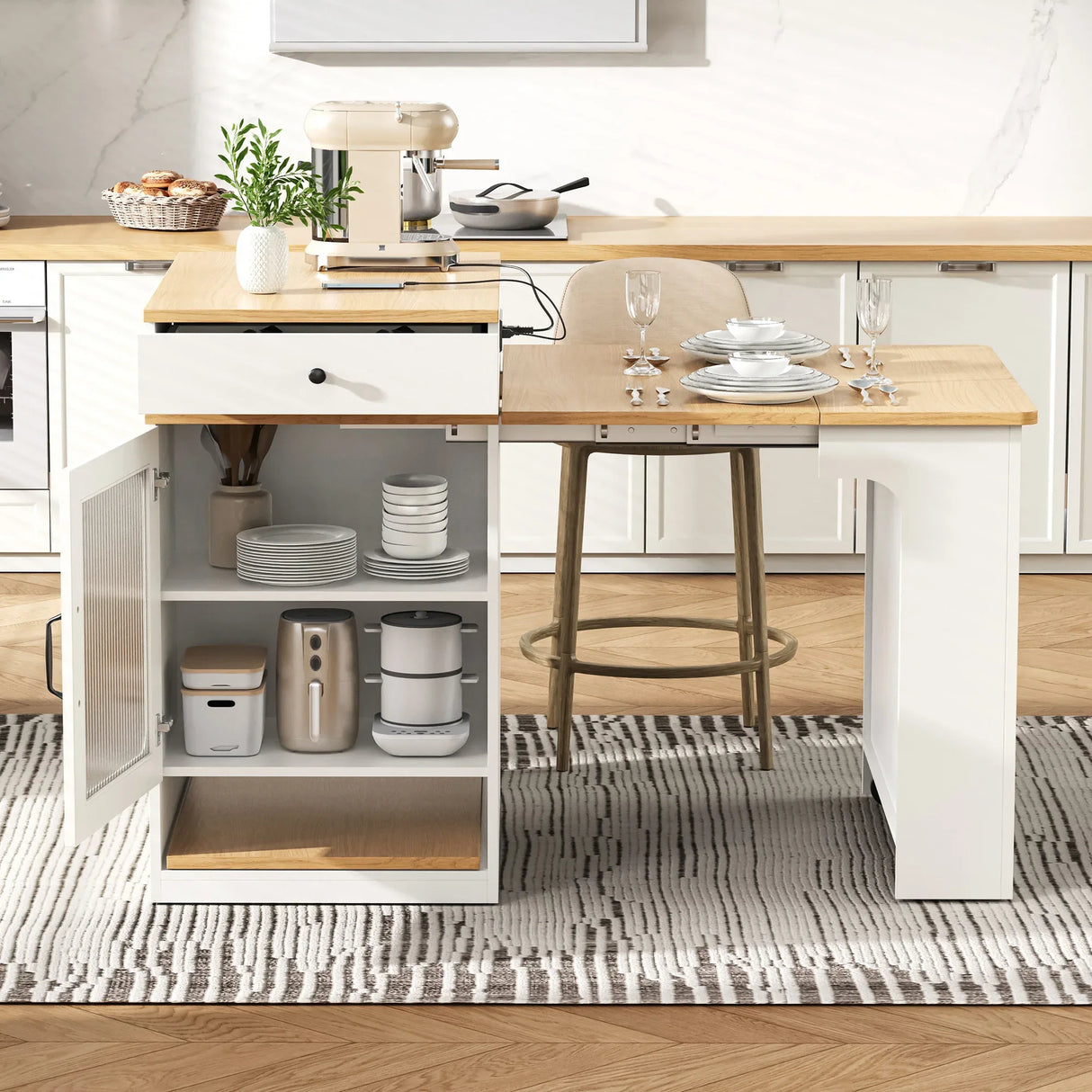 Extendable Dining Table Kitchen Island With Storage - Omega Lifestyles