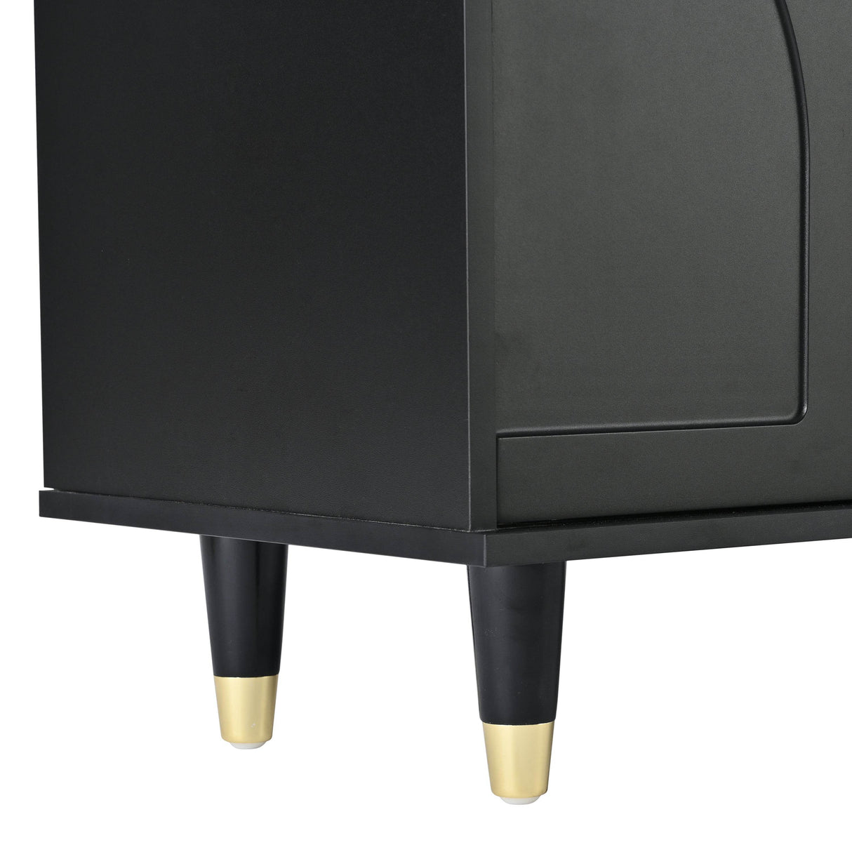 Contemporary Black TV Stand With Fluted Glass Doors - Sleep Galleria