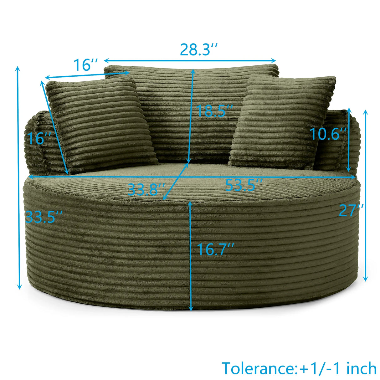 Modern Corduroy Boneless Floor Chair With Pillows - Omega Lifestyles