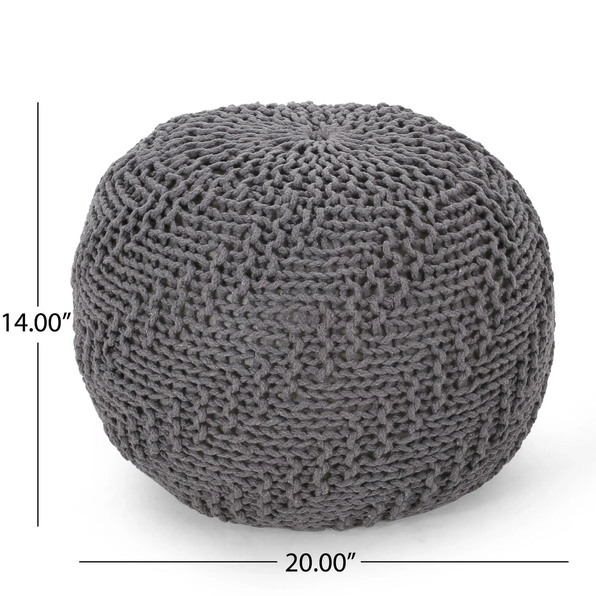 Modern Handmade Knit Cotton Round Pouf 20-Inch - Omega Lifestyles