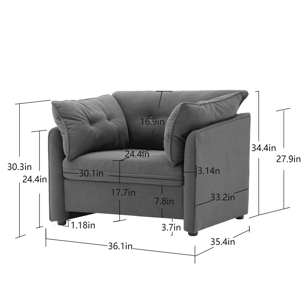 Modern Oversized Chenille Fabric Accent Armchair - Omega Lifestyles