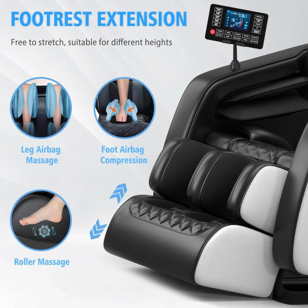 Relax Rejuvenate Zero Gravity Massage Chair Full Body Recliner Air Pressure, Bluetooth, Heat, and Foot Massage Black