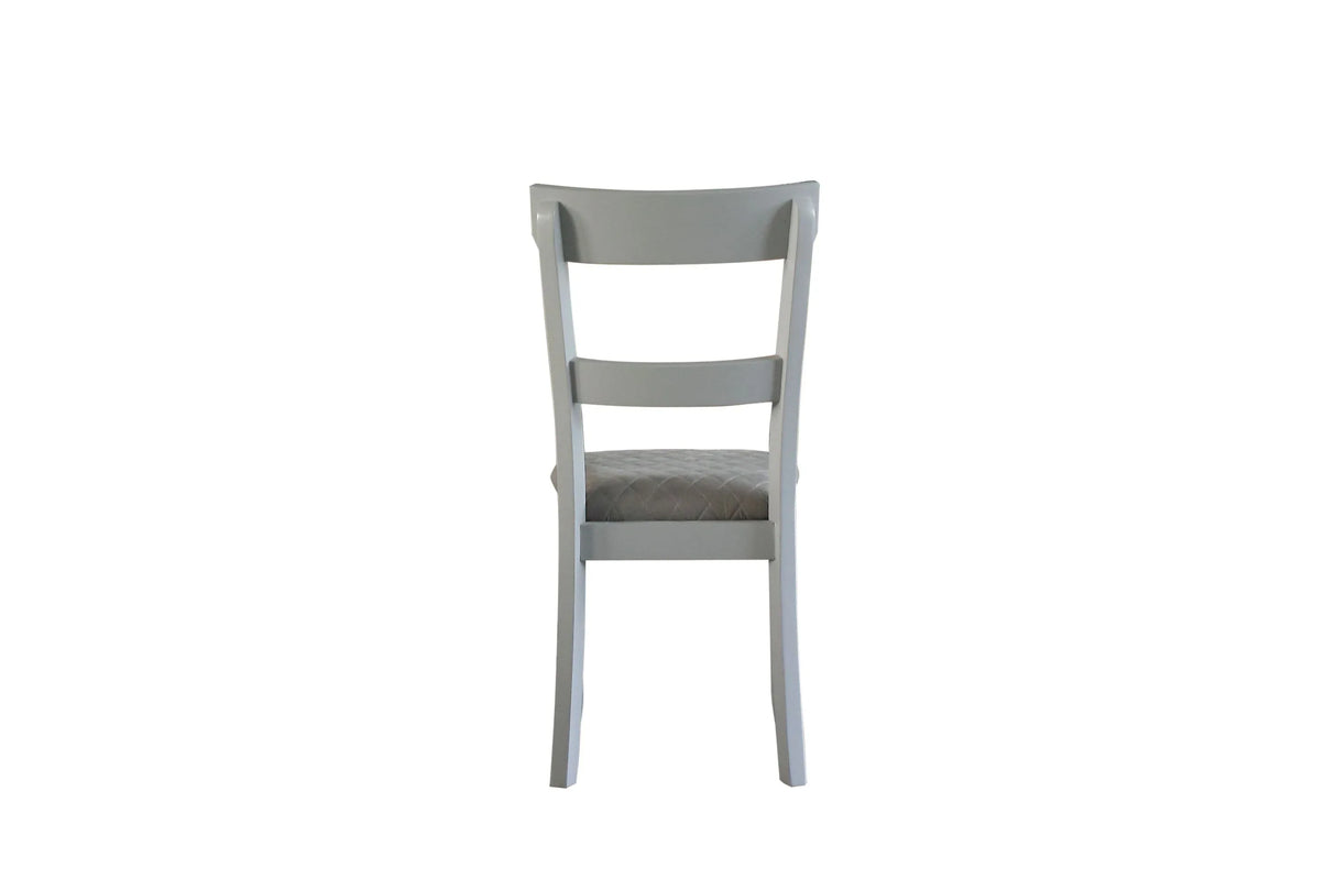 Set Of 2 Two-Tone Gray Fabric Pearl Finish Side Chairs - Omega Lifestyles