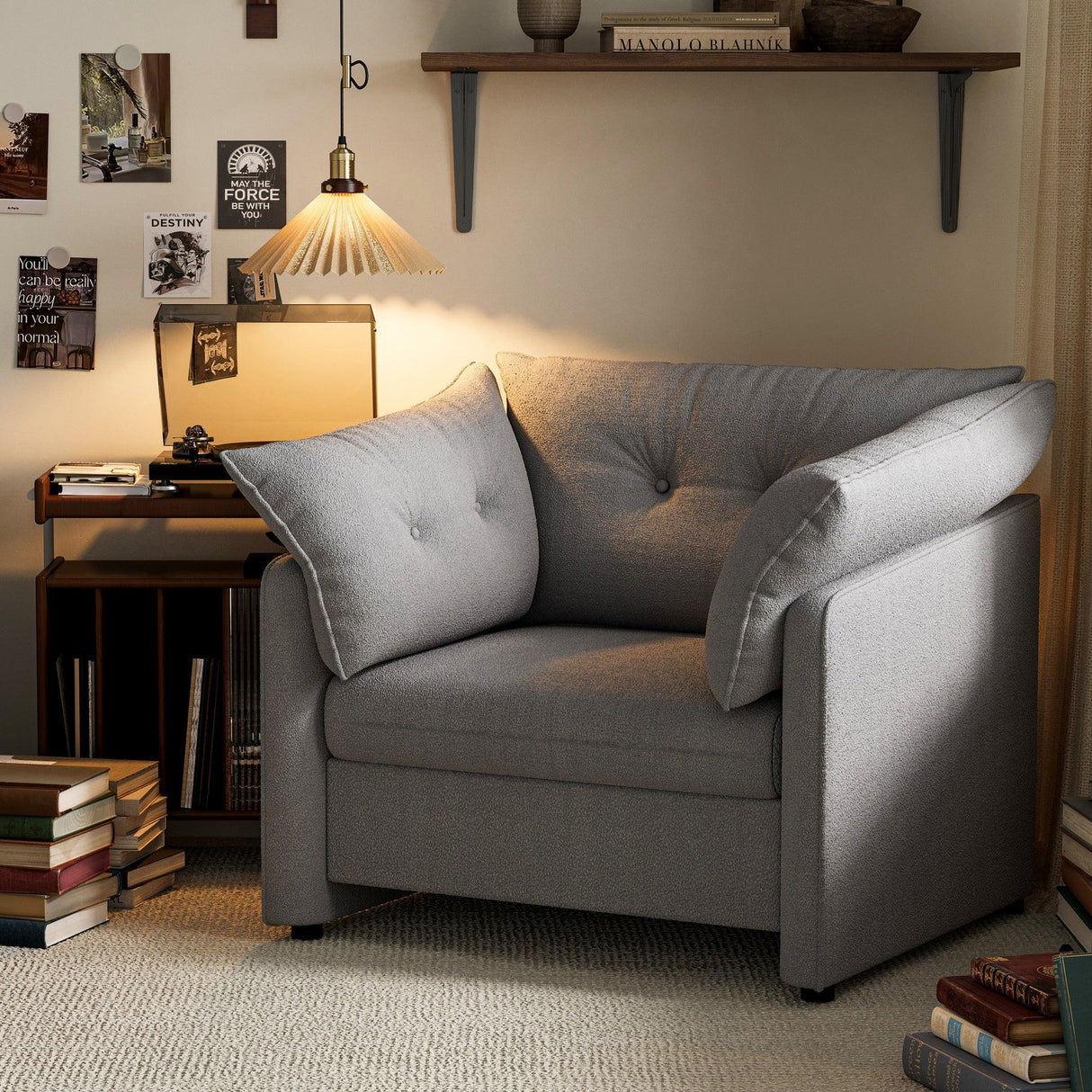 Modern Oversized Chenille Fabric Accent Armchair - Omega Lifestyles