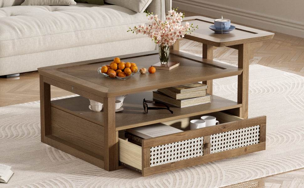Modern Dark Brown MDF Coffee Table With Storage Drawer - Sleep Galleria