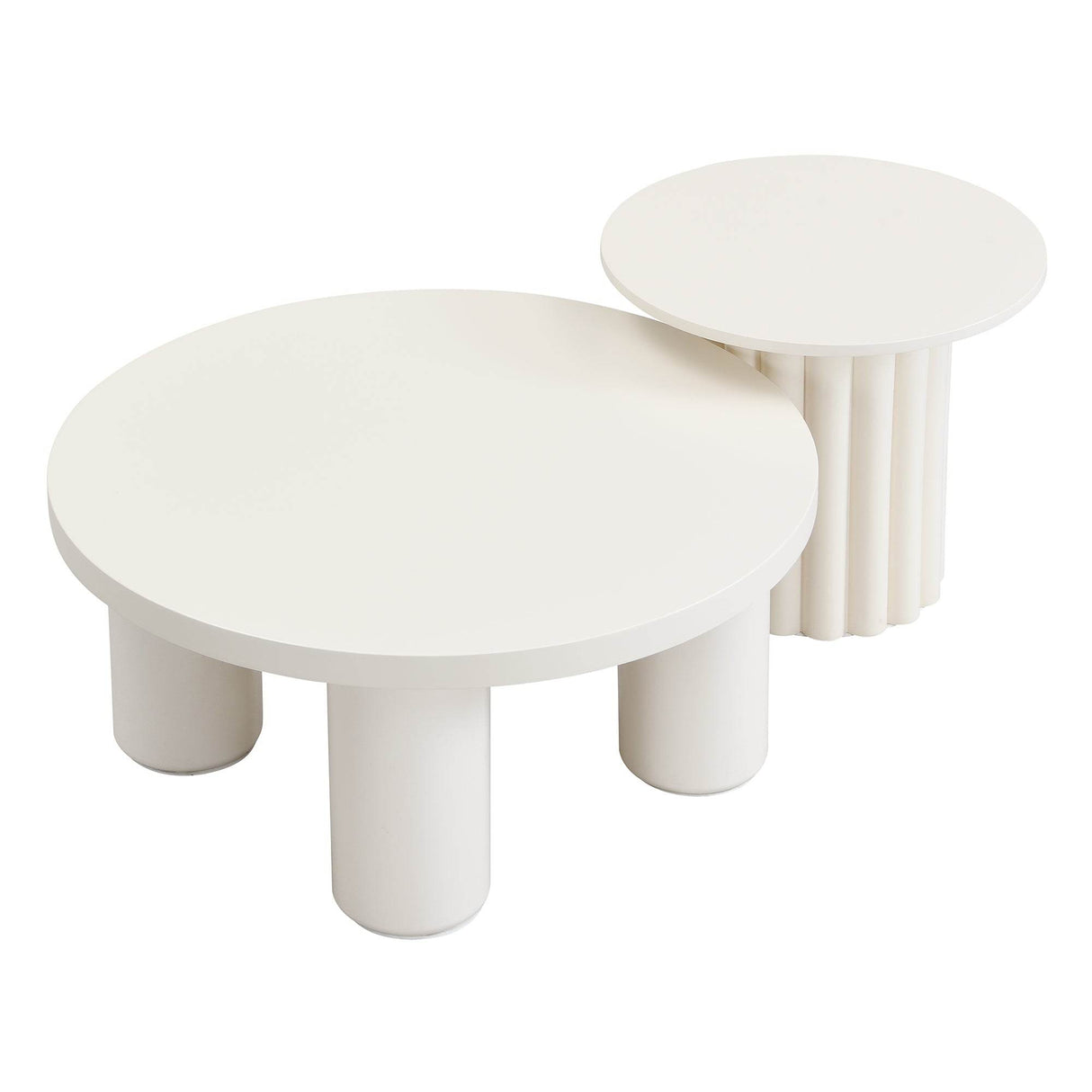 Set Of 2 Modern Roman Column MDF Coffee Tables - Sleep Galleria