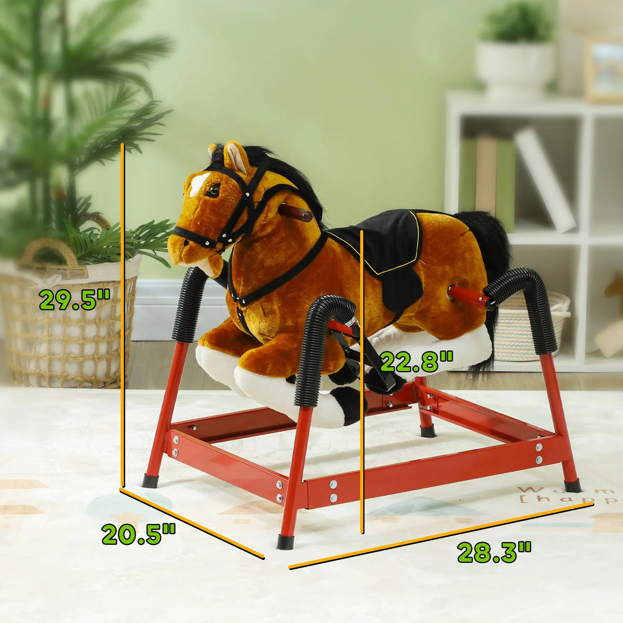Plush Interactive Spring Rocking Horse With Sounds - Omega Lifestyles