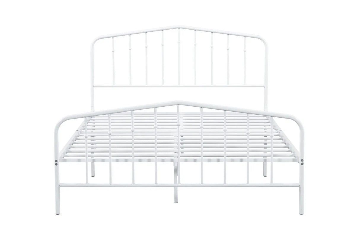 Full Size Contemporary White Metal Bed Frame Mattress Ready - Omega Lifestyles