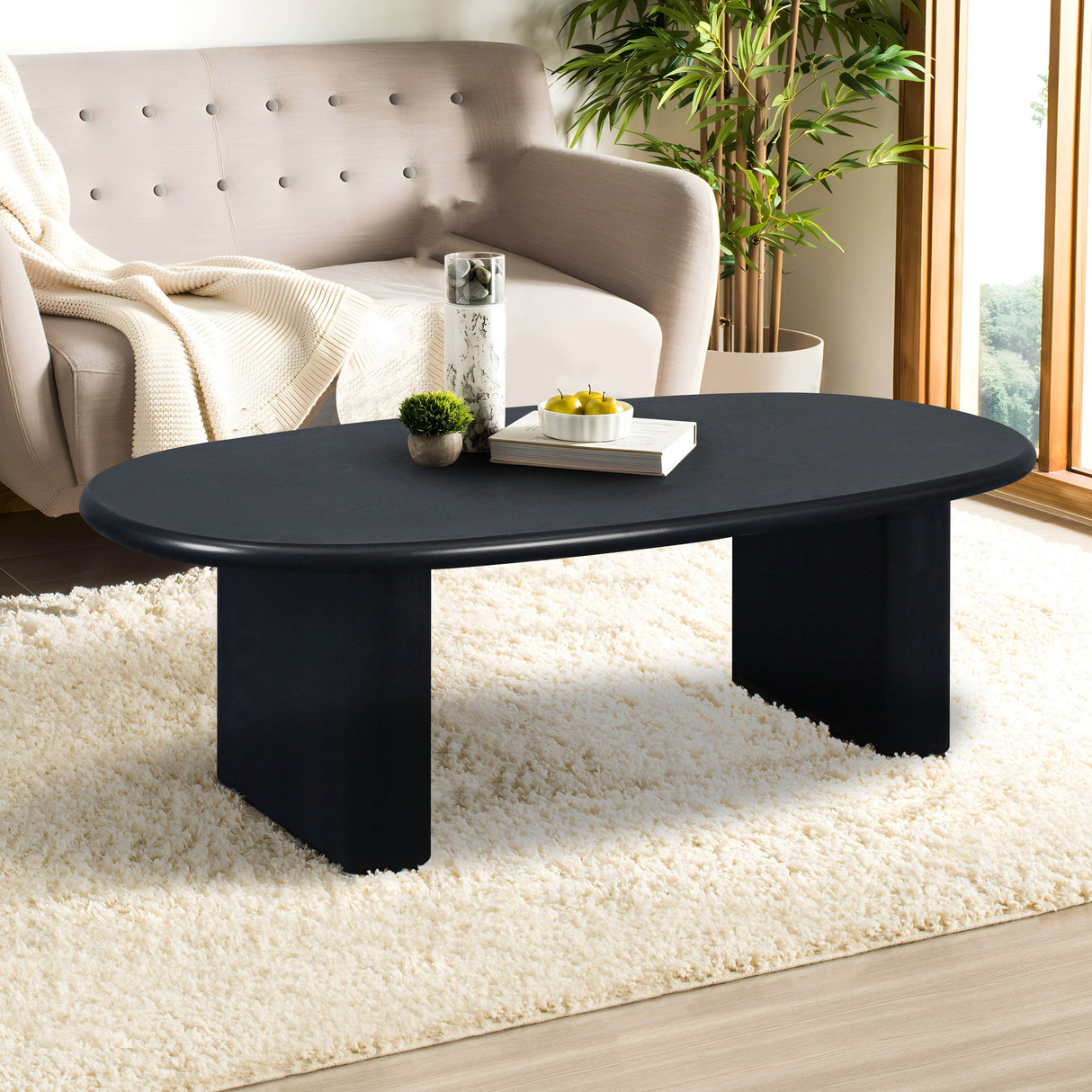 51-Inch Oval Tapered Tabletop MDF Coffee Table - Sleep Galleria