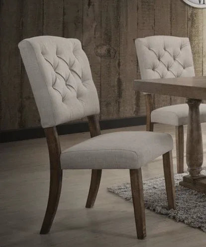 Set Of 2 Beige Linen Upholstered High-Back Side Chairs - Omega Lifestyles