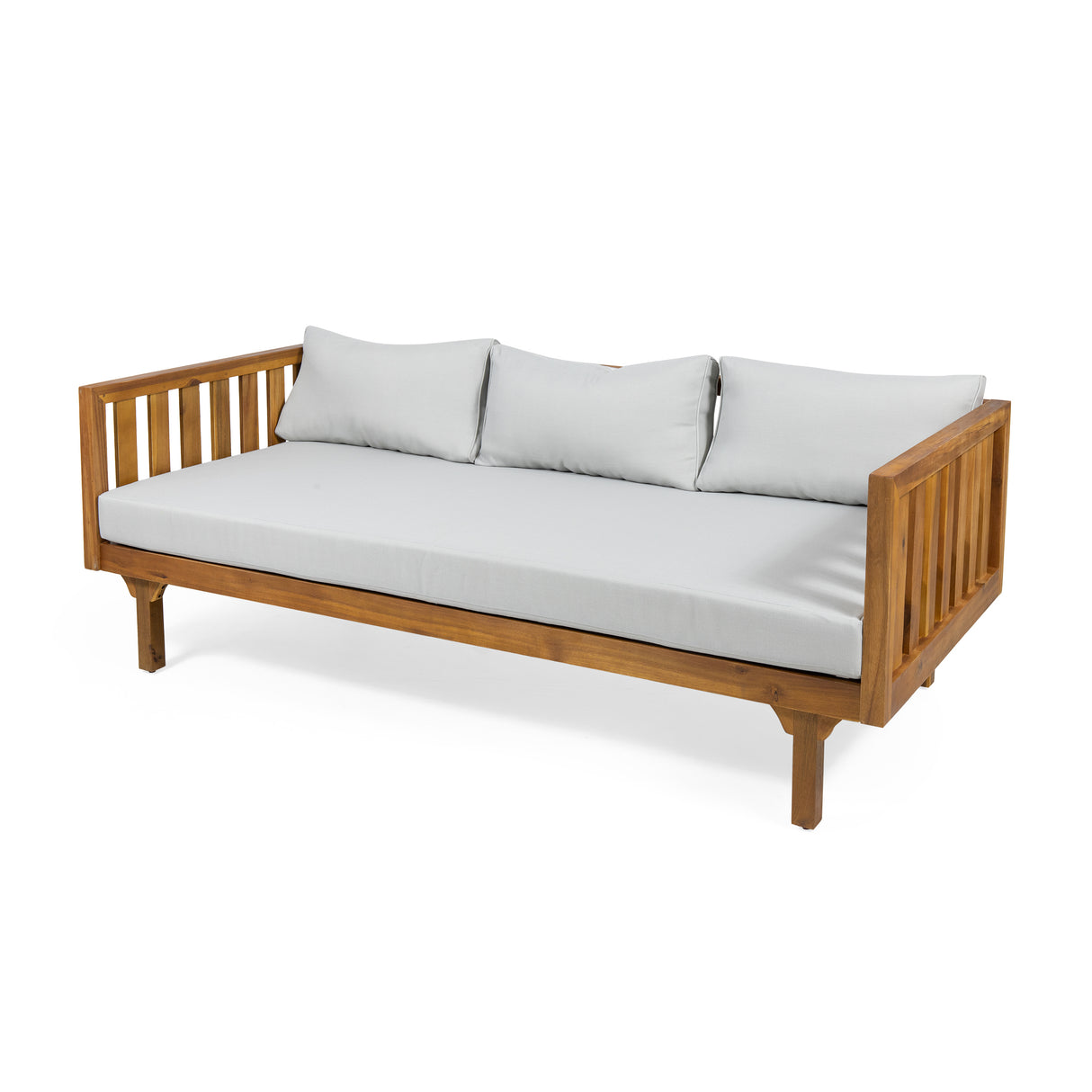 Acacia Wood Outdoor Teak Water-Resistant Cushioned Daybed