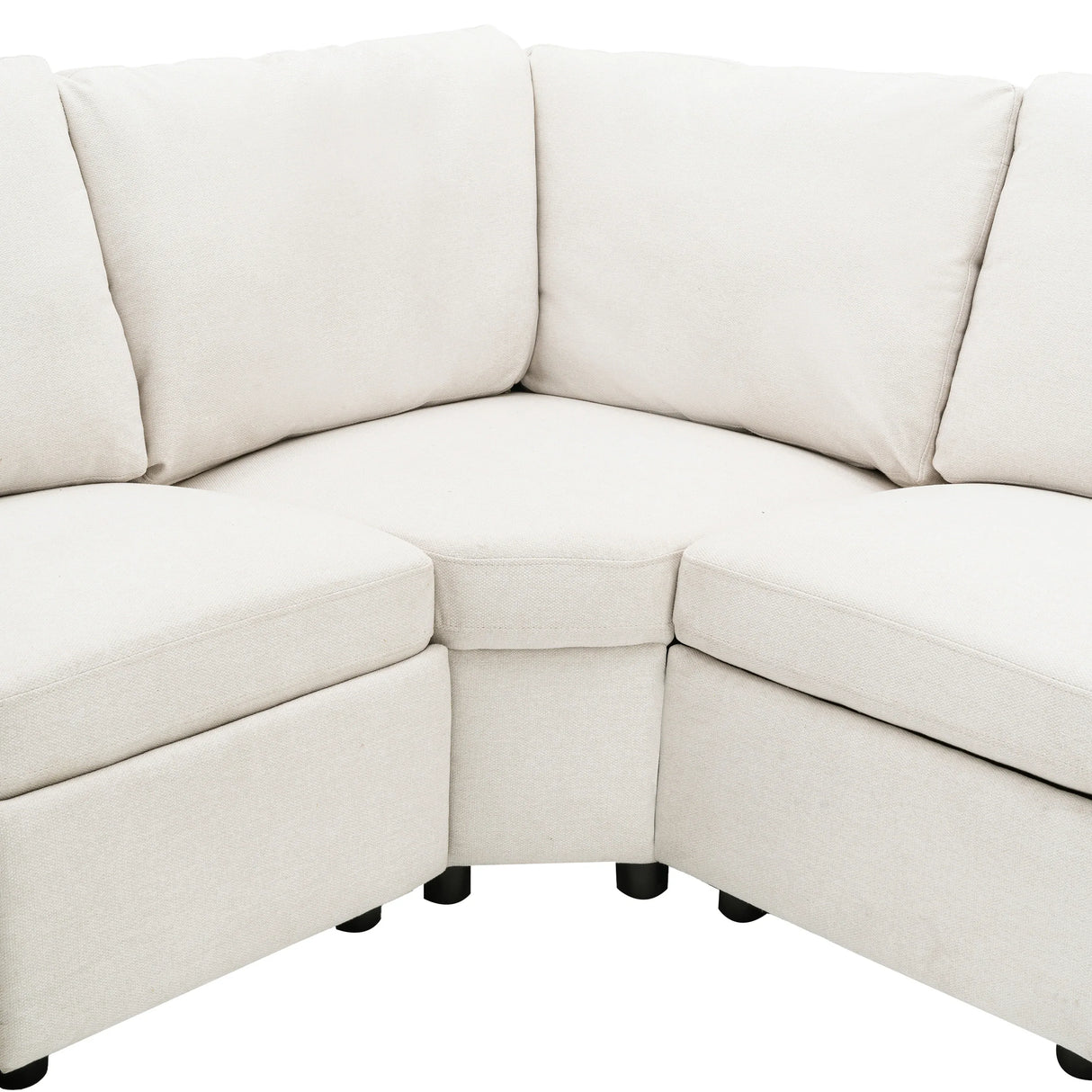 Beige Linen Fabric Power Recliner Sectional Sofa With USB Ports - Omega Lifestyles
