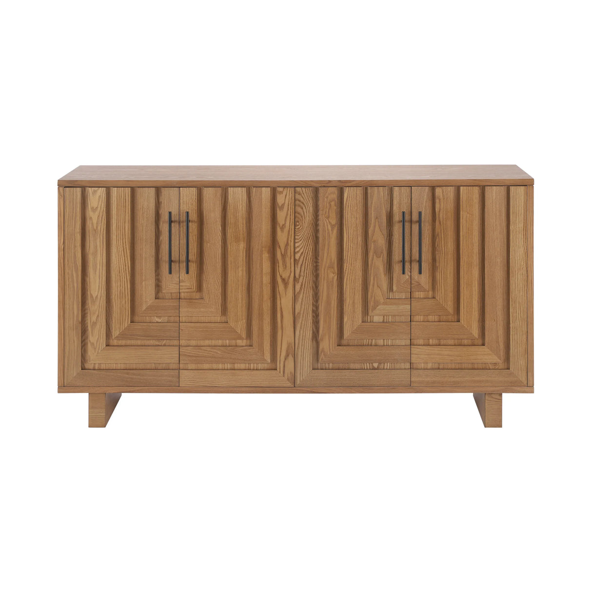 Modern Natural Finish MDF Metal 4-Door Sideboard Cabinet - Omega Lifestyles