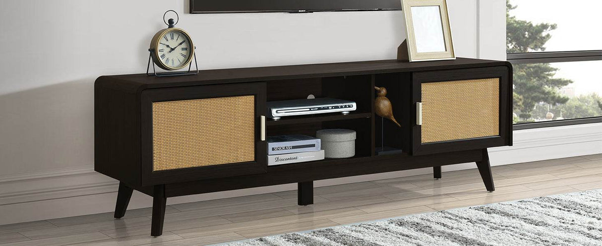 Bohemian Style Dark Brown Rattan TV Stand - Sleep Galleria