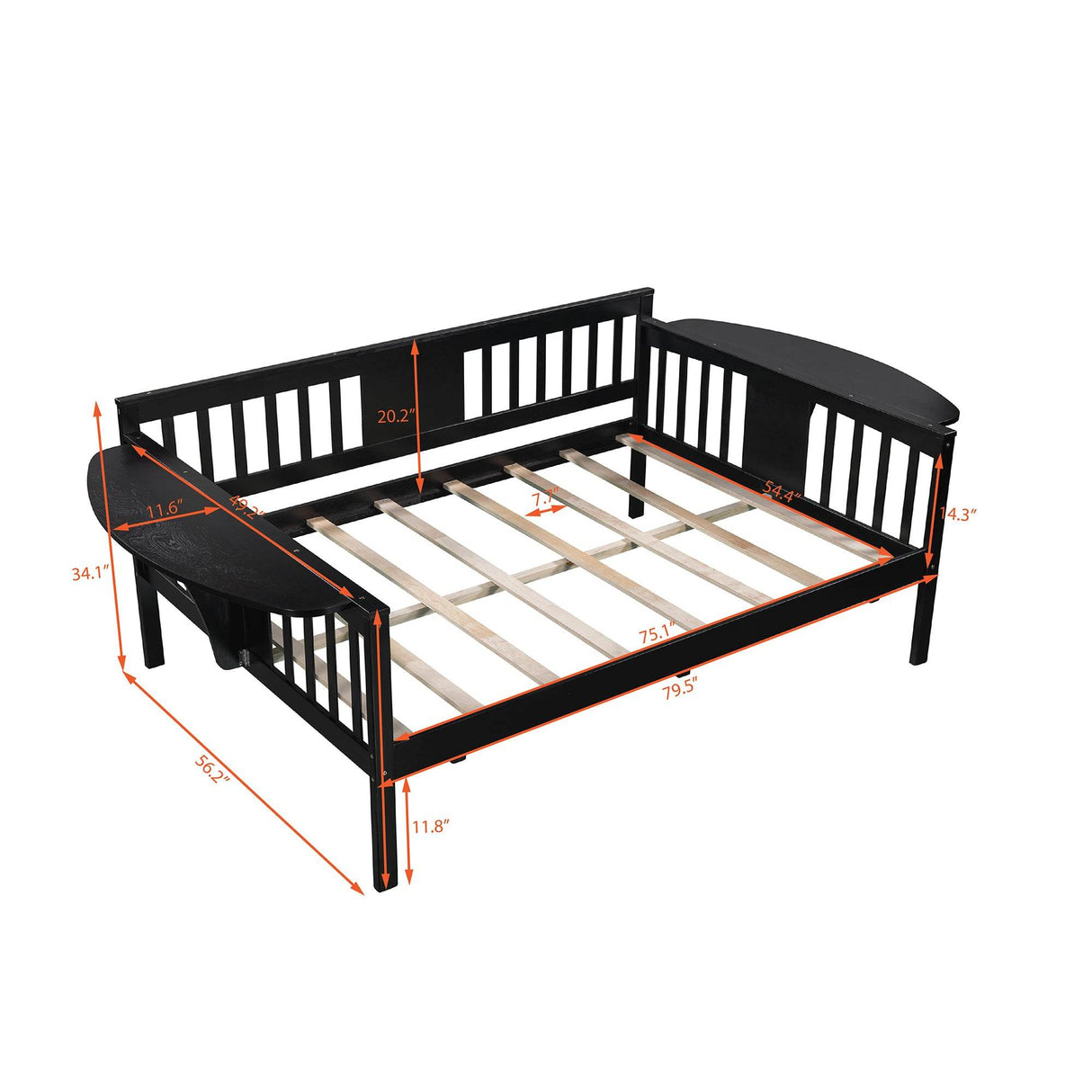 Full Full Size Solid Wood Espresso Daybed Frame - Omega Lifestyles