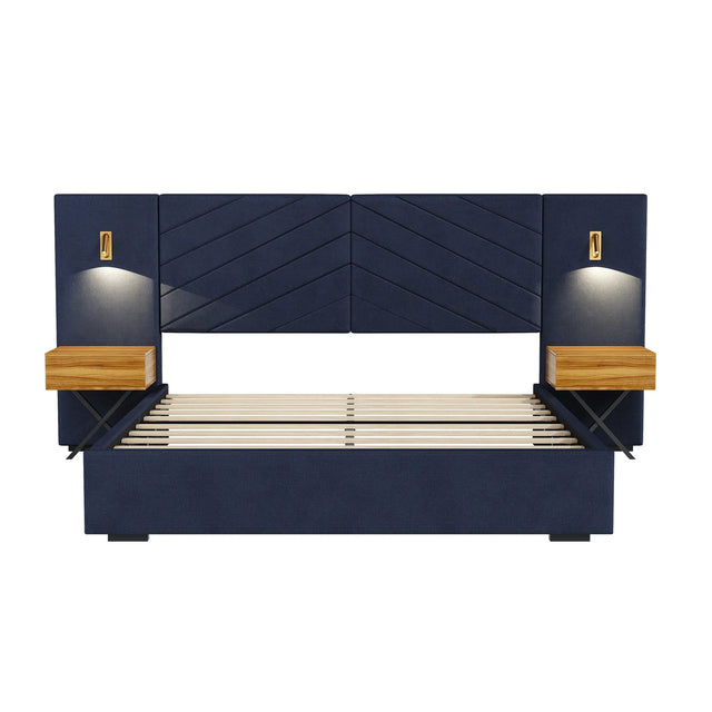 Queen Modern Velvet Upholstered Platform Bed Frame - Omega Lifestyles