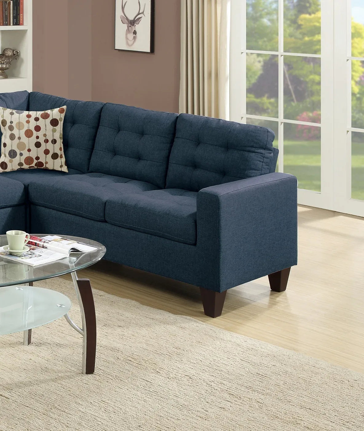 4-Piece Navy Modular Polyfiber Tufted Sectional Sofa Set - Omega Lifestyles