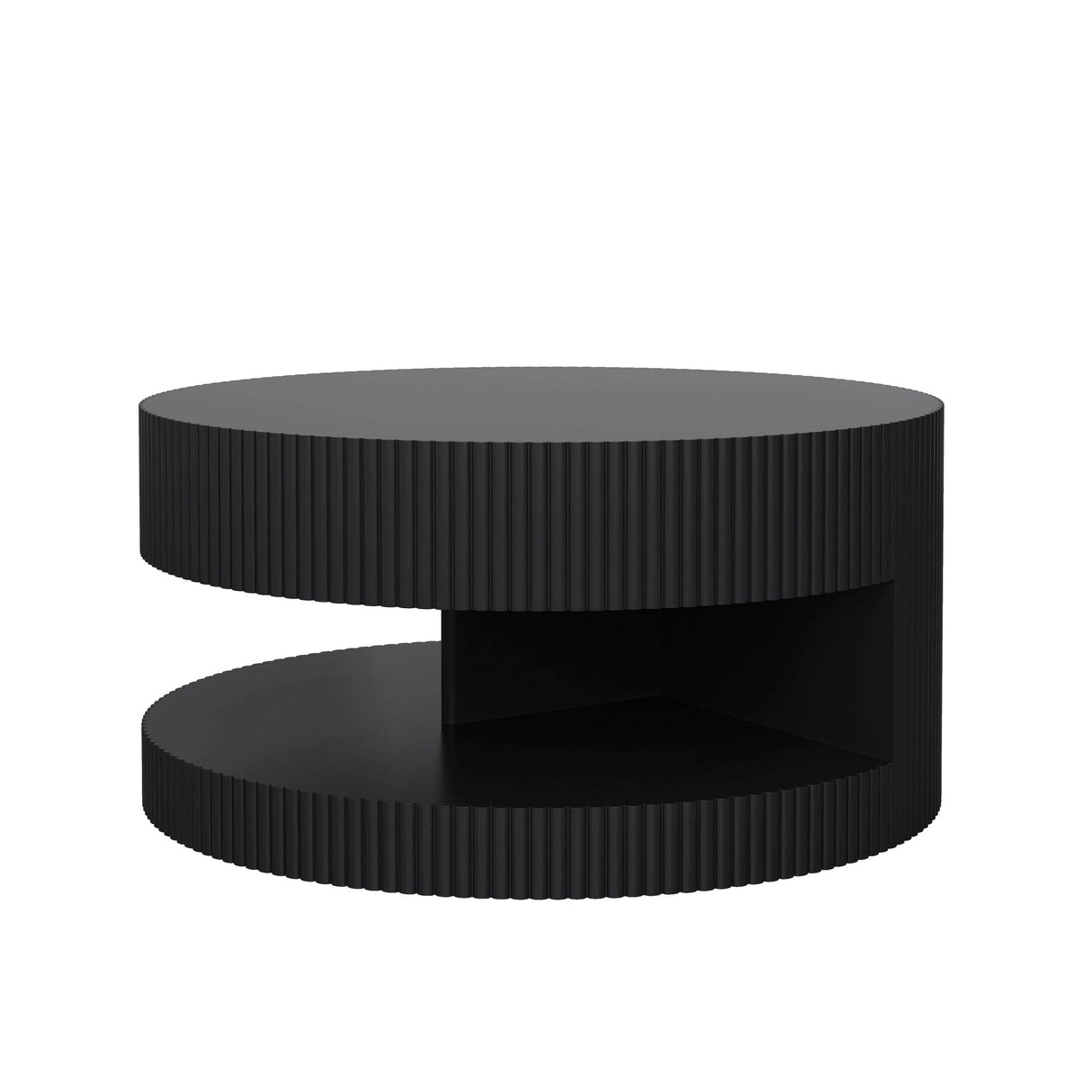 Round Black MDF Two-Tier Storage Coffee Table - Sleep Galleria