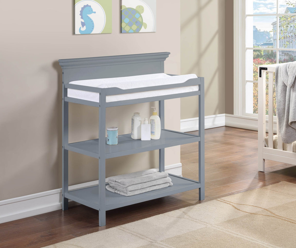 Universal Solid Wood Gray Baby Changing Table - Omega Lifestyles