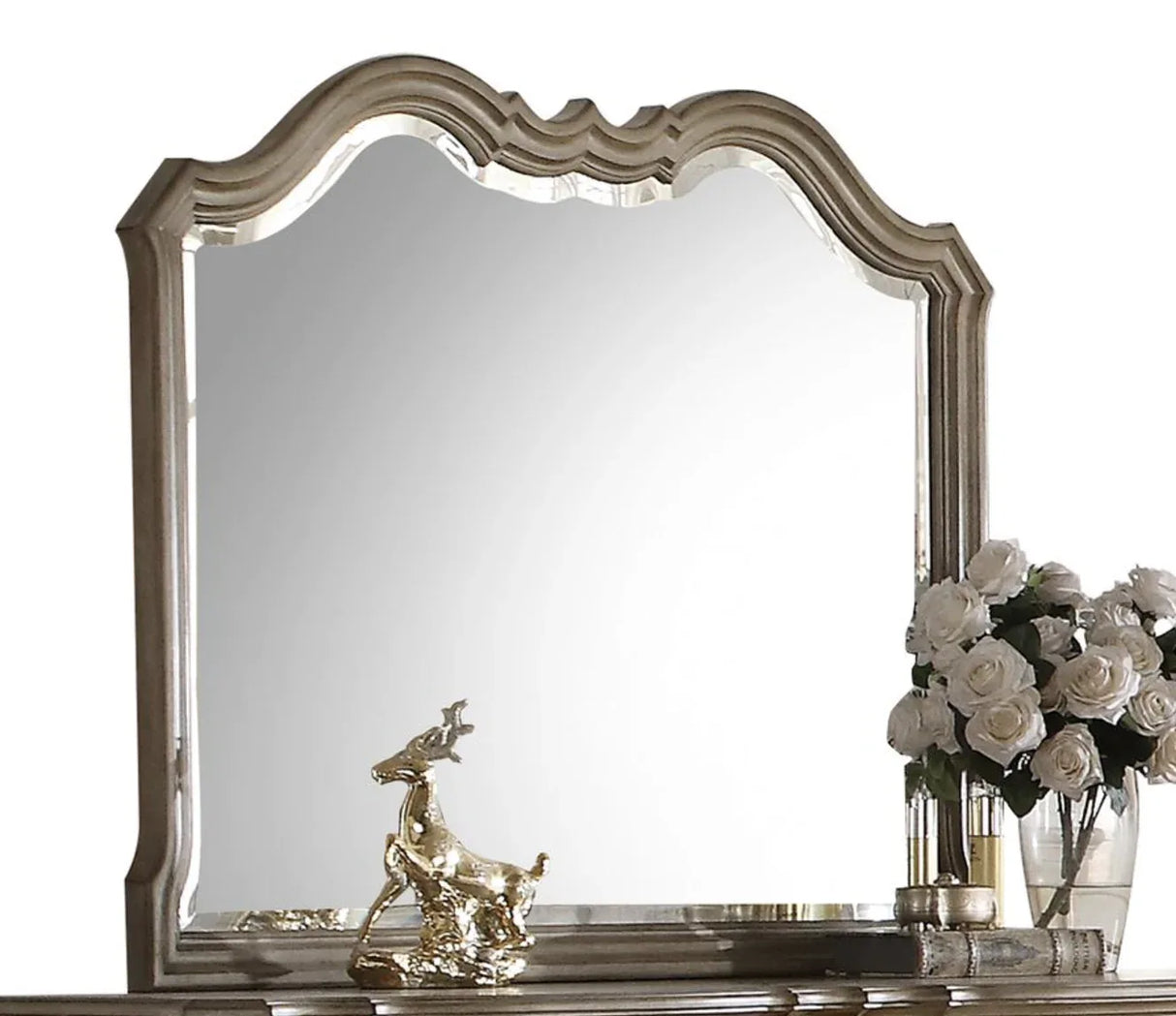 Antique Taupe Beveled Edge Decorative Wall Mirror - Omega Lifestyles