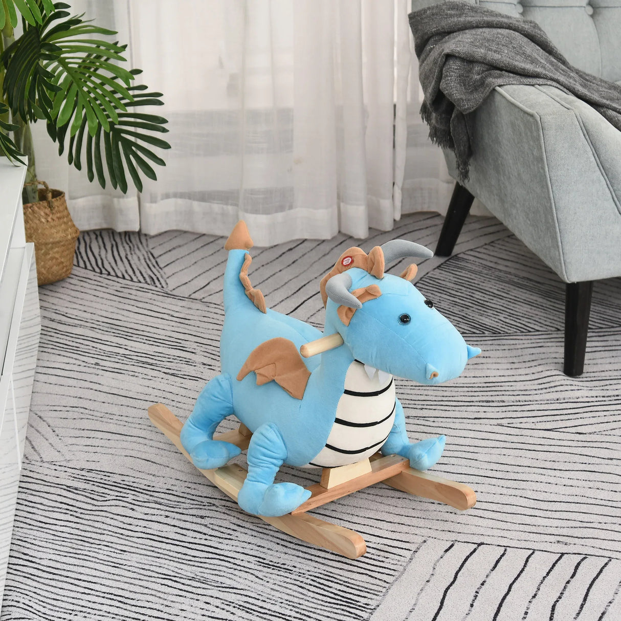 Kids Plush Dinosaur Ride-On Rocking Chair With Sounds - Omega Lifestyles