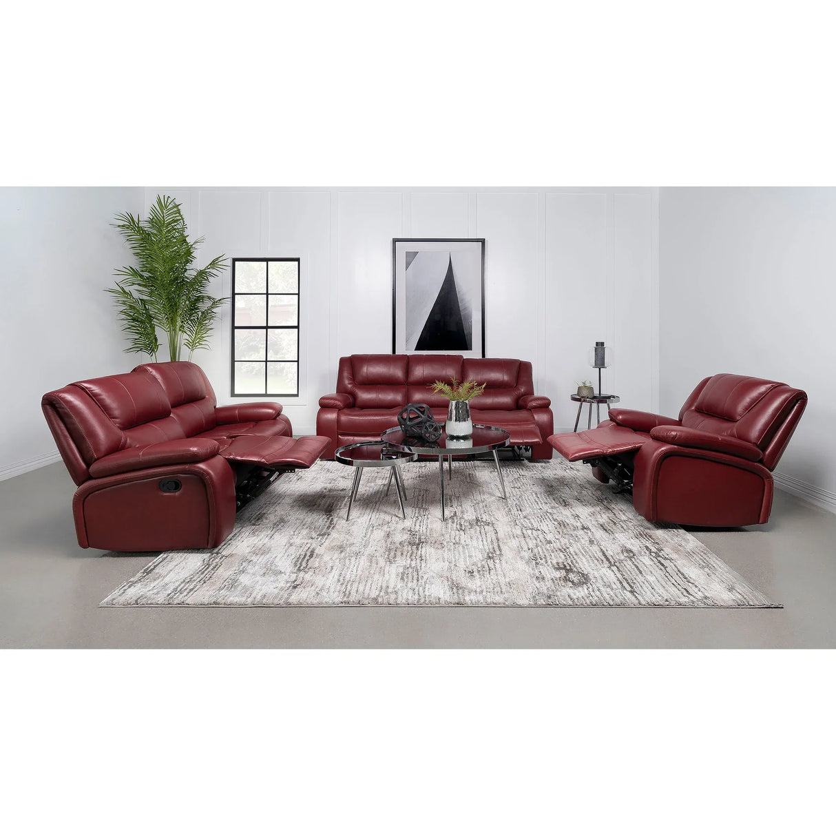 Red Upholstered Motion Reclining Loveseat - Omega Lifestyles