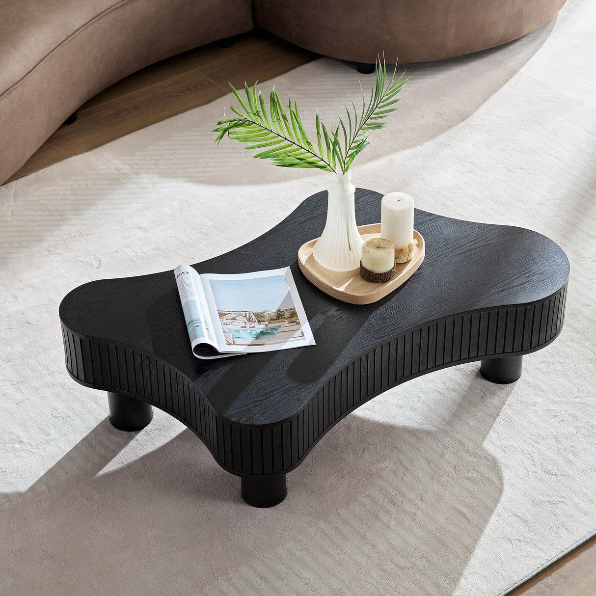 Modern Irregular Shaped Solid Wood Coffee Table - Sleep Galleria