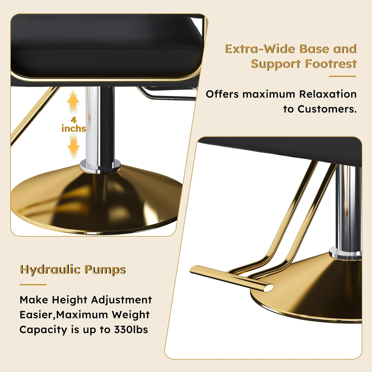 Hydraulic PU Leather Swivel Salon Barber Chair With Pump - Omega Lifestyles