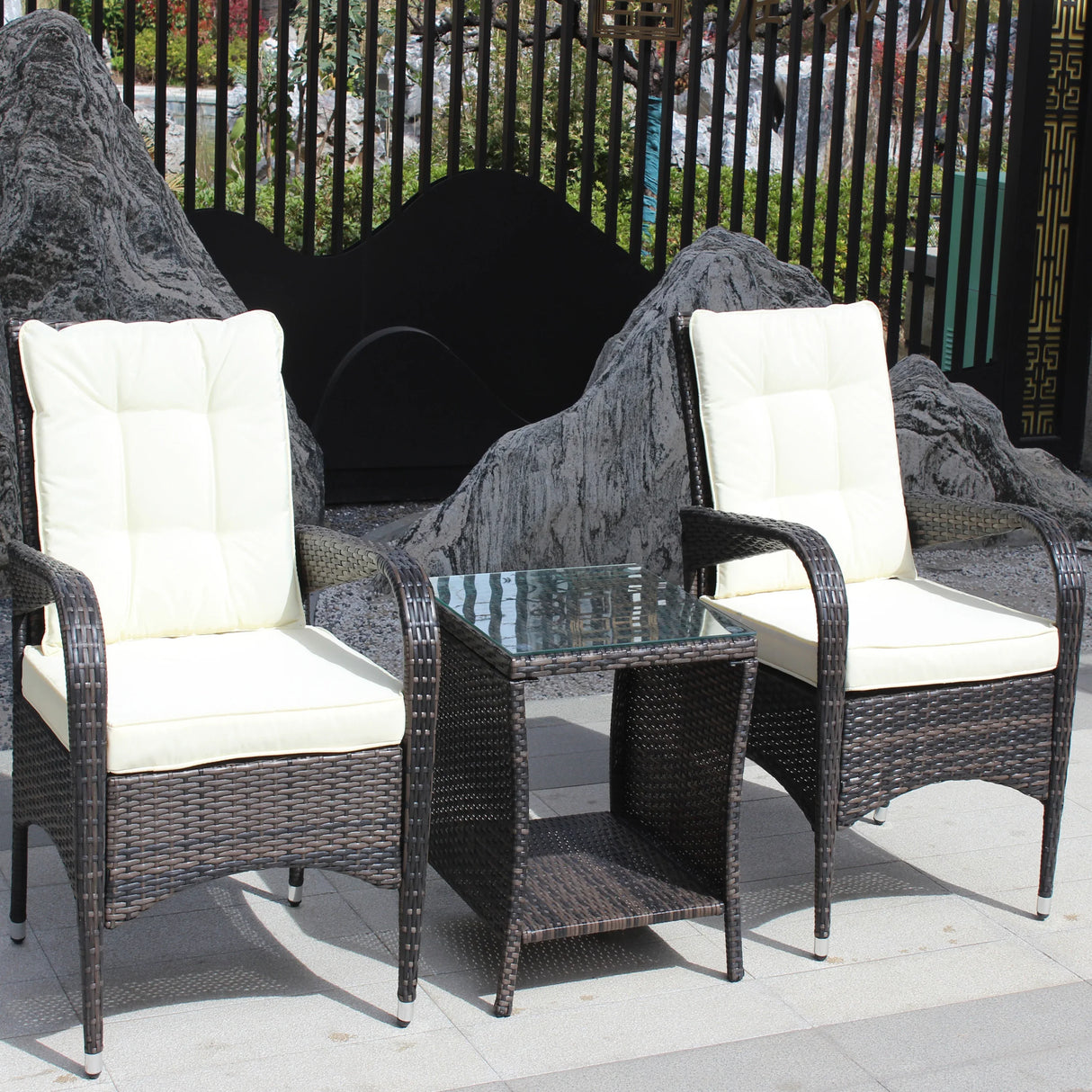 3-Piece Brown Rattan Outdoor Patio Furniture Set - Omega Lifestyles