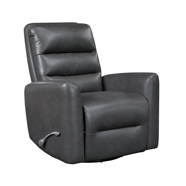 Gray Swivel Glider Recliner Chair With Faux Leather Upholstery