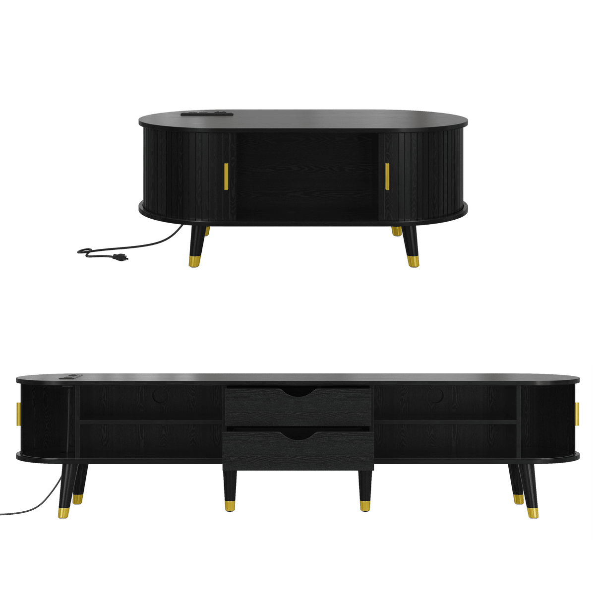 Mid-Century Modern TV Stand And Coffee Table Set - Sleep Galleria