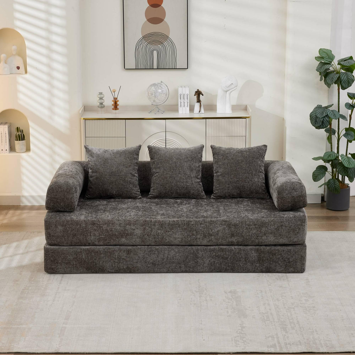 Comfy Convertible Chenille Folding Floor Sofa Bed - Omega Lifestyles