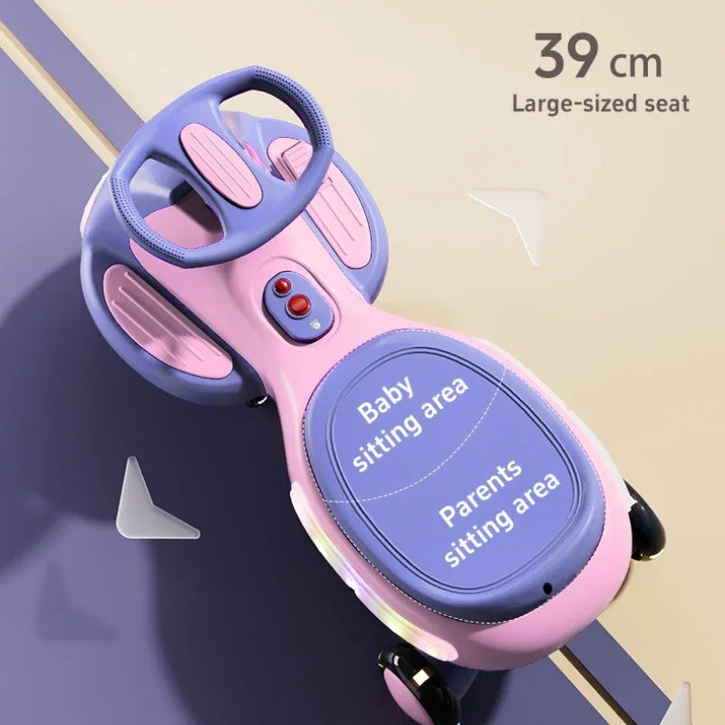 12V Kids Electric Ride-On Wiggle Car With Bluetooth Lights - Omega Lifestyles