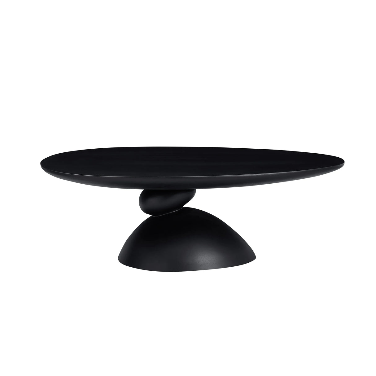 Minimalist Black Fiberglass Lucky Stone Oval Coffee Table - Omega Lifestyles