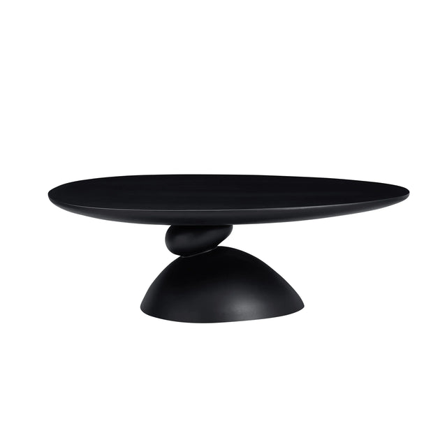 Minimalist Black Fiberglass Lucky Stone Oval Coffee Table - Omega Lifestyles